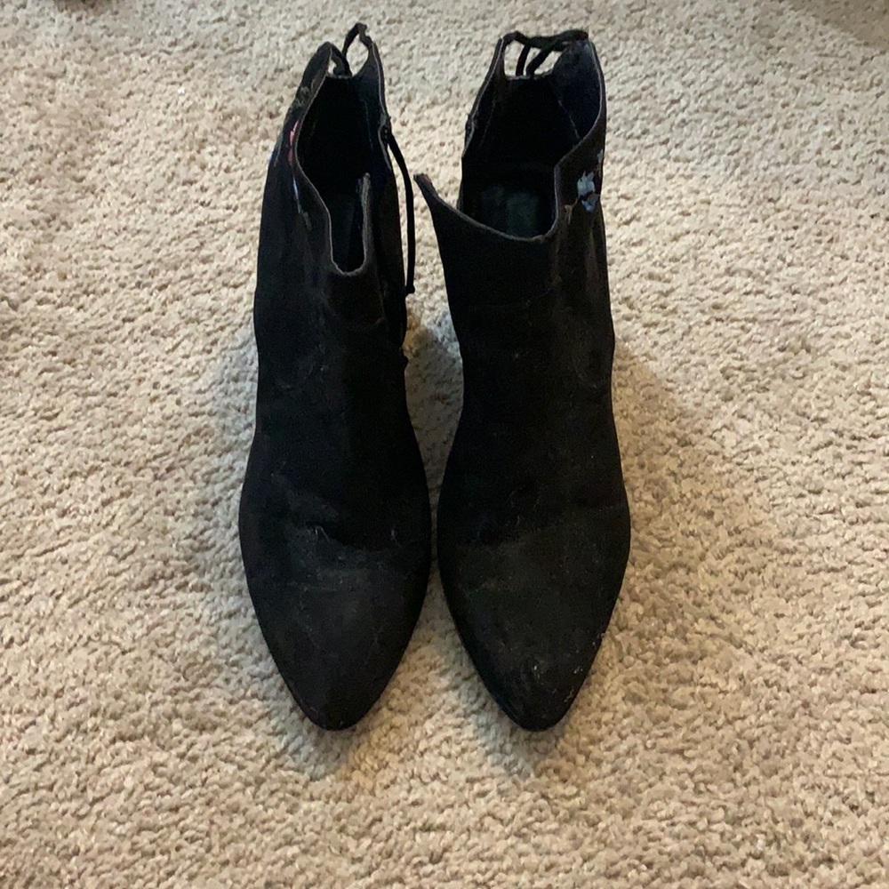 Black embroidered booties